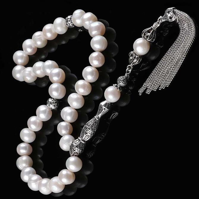 Doğal Yapısıylla Gümüş İmame İnci Tesbih - Tesbihcibaba