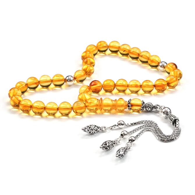 Dört Parmak Bal Damla Kehribar Tesbih - Tesbihcibaba