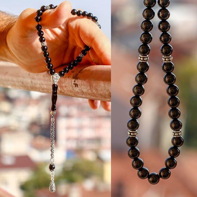 Dört Parmak Ufak Boy Oniks Taşı Tesbih - Tesbihcibaba