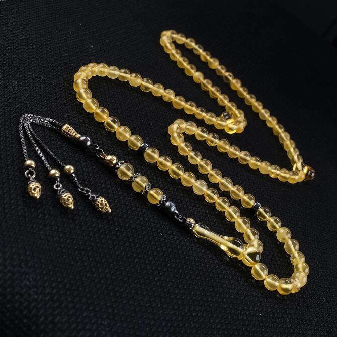 Dua Taneleri Buğulu Has Damla Kehribar Namaz Tesbih - Tesbihcibaba