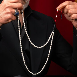 Dua Taneleri 99'lu Abanoz İmame Kemik Namaz Tesbih - 1