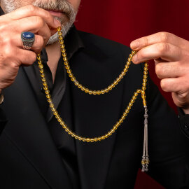 Dua Taneleri Boy Süzmesi Damla Kehribar Namaz Tesbihi - 1