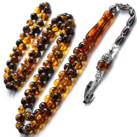 Dua Taneleri Fosilli 99'lu Damla Kehribar Tesbih - 2