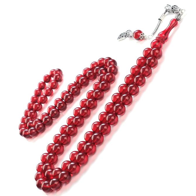 Dua Taneleri Gece Kızılı Sıkma Kehribar Namaz Tesbih - Tesbihcibaba