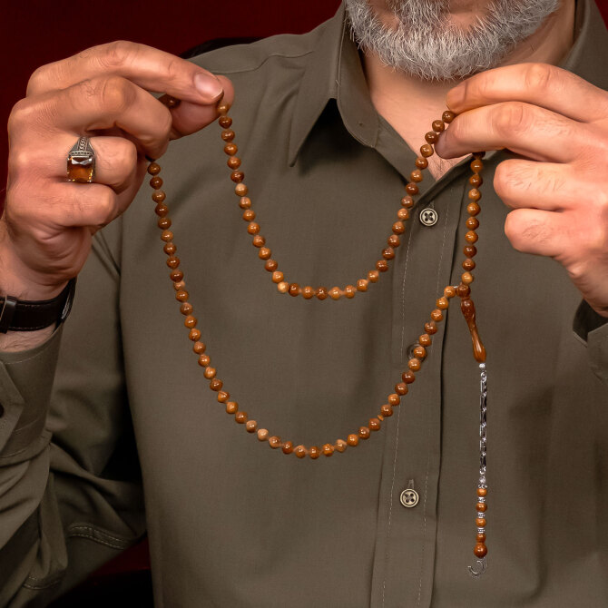 Dua Taneleri Gümüş Tasarım Kuka Namaz Tesbihi - Tesbihcibaba