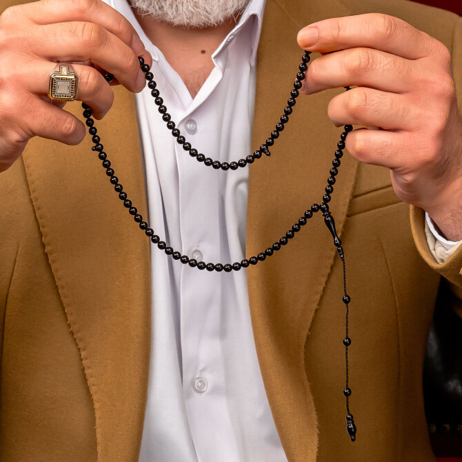 Dua Taneleri Mini Habbeli Erzurum Oltu Taşı Tesbih - Tesbihcibaba