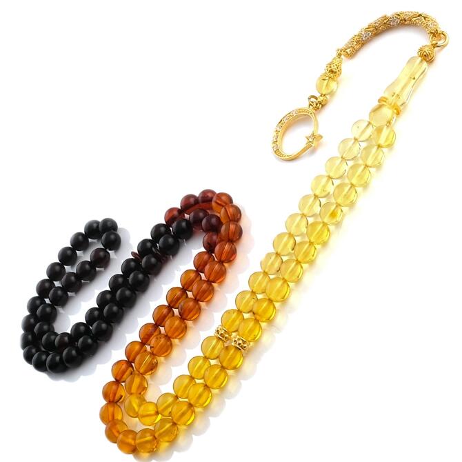 Dua Taneleri Renk Süzmesi Damla Kehribar Tesbih - Tesbihcibaba