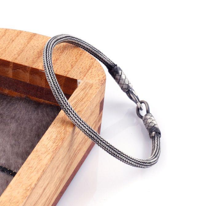 Düz Örme 1000 Ayar Gümüş Kazaz Bileklik - Tesbihcibaba