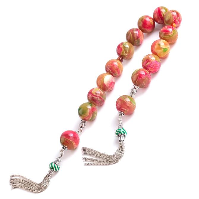 Buhara Collection Ebruli Desen Sıkma Kehribar Zaza Tesbih - Tesbihcibaba