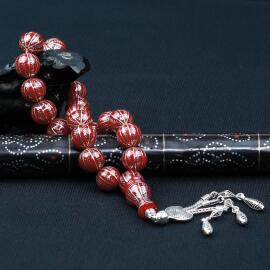 Efe Collection Karpuz Yarma Ateş Kehribarı Tesbih - 2