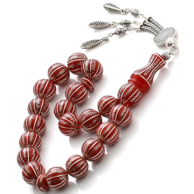 Efe Collection Karpuz Yarma Ateş Kehribarı Tesbih - Tesbihcibaba