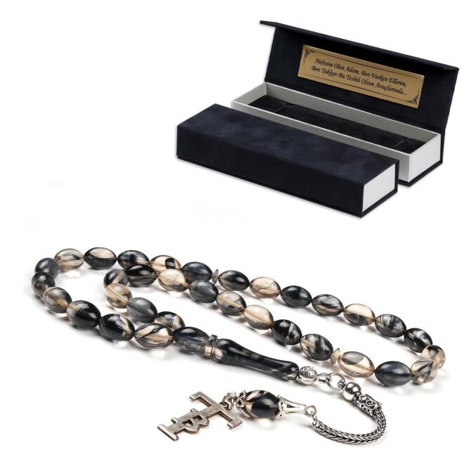 Efsane Füme Renk İsimli Sıkma Kehribar Tesbih - Tesbihcibaba