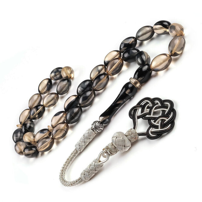 Efsane Füme Renk Sıkma kehribar Tesbih - Tesbihcibaba