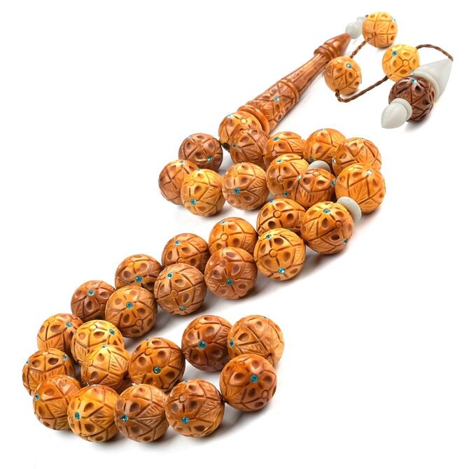 El Emeği Fildişi Tasarım İri Boy Kuka Tesbih - Tesbihcibaba