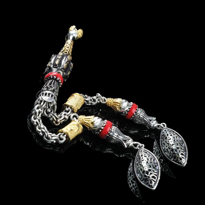 El İşi Ay Yıldız İşleme Özel Tesbih Püskülü - Tesbihcibaba