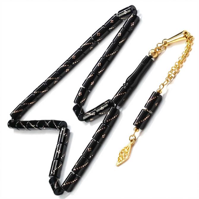 El Kesmesi Altın İşleme Eşsiz Erzurum Oltu Taşı Tesbih - Tesbihcibaba