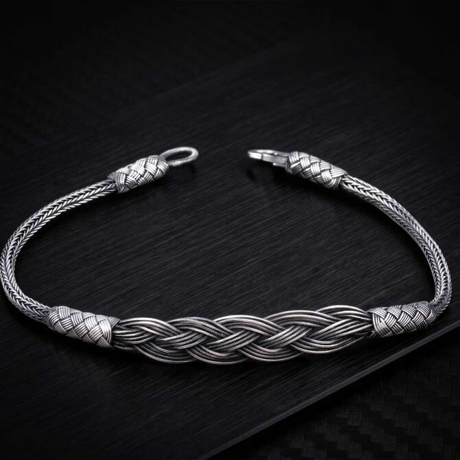 El Woven 1000 K Silver Kazaz Men's Bracelet