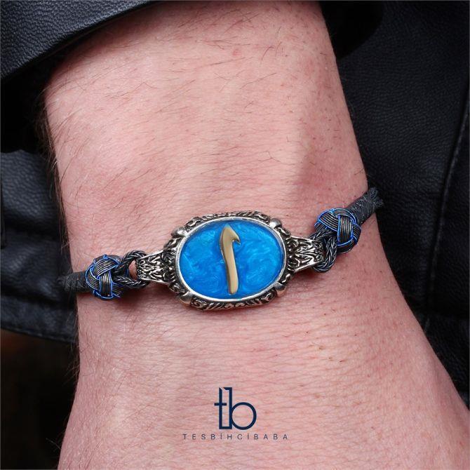 Alif Design Blue Enamel Kazaz Woven Men's Bracelet