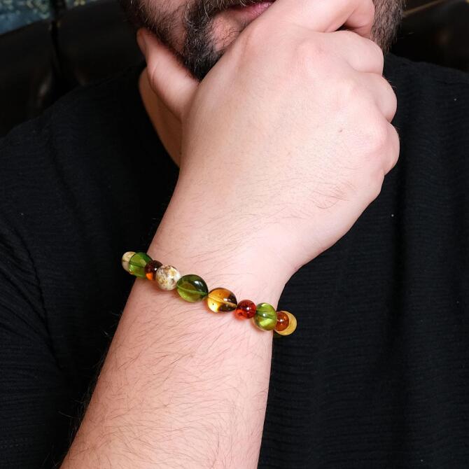 Enerji Çakrası Mix Damla Kehribar Bileklik - Tesbihcibaba