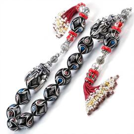 Erzurum Baba Atölyeden İşlemeli Zaza Oltu Taşı Tesbih - Tesbihcibaba