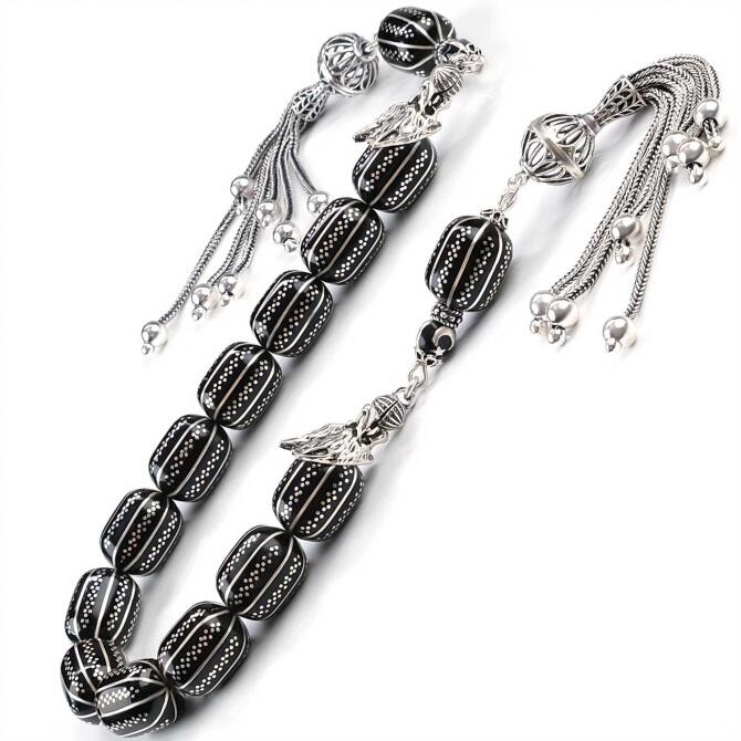 Erzurum Baba Atölyeden Kurt Başlı Zaza Oltu Taşı Tesbih - Tesbihcibaba