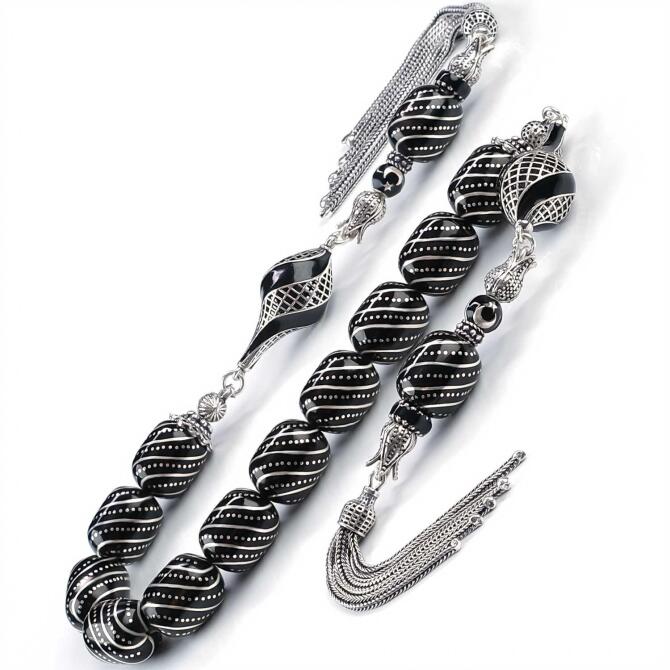 Erzurum Baba Atölyeden Özel Püskül Zaza Oltu Taşı Tesbih - Tesbihcibaba