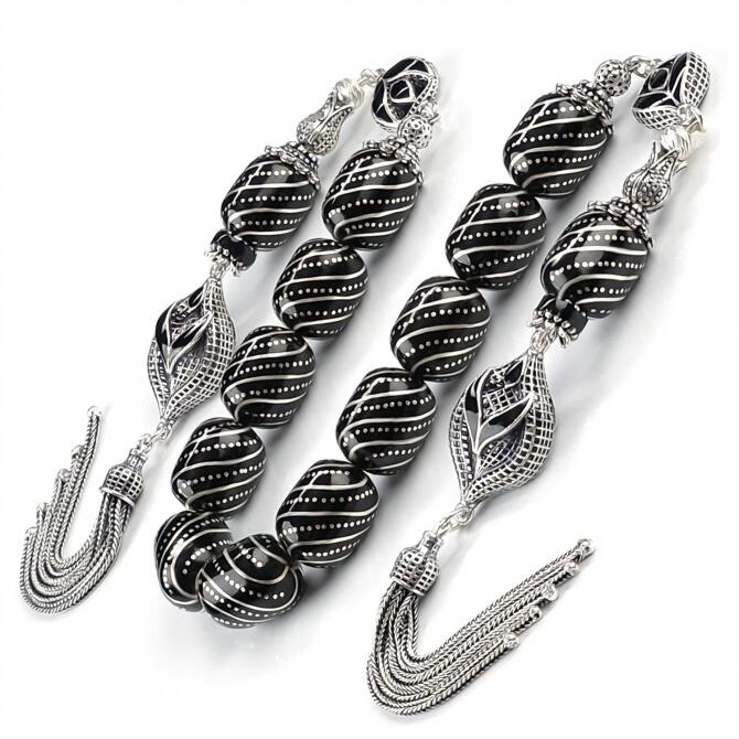 Erzurum Baba Atölyeden Sarmal İşleme Zaza Oltu Taşı Tesbih - Tesbihcibaba