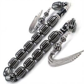 Erzurum Baba Atölyeden Siyah Sancak Zaza Oltu Taşı Tesbih - Tesbihcibaba