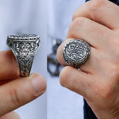 Erzurum Kalemkar Sanatı 925 Ayar Gümüş Yüzük - 1