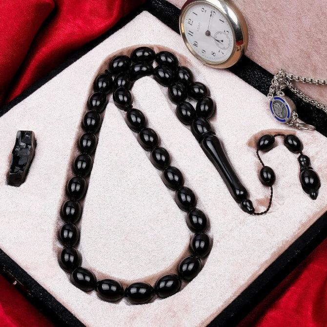 Hacı Süleyman Usta Dev Boy Koleksiyonluk Oltu Tesbih - Tesbihcibaba