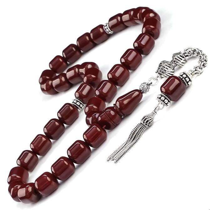 Eski Usul Benzetme Vişne Renk Sıkma Kehribar Tesbih - Tesbihcibaba