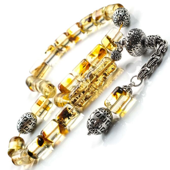 Eşsiz Fosilli Tane Yapısıyla Damla Kehribar Maskot Tesbih - Tesbihcibaba