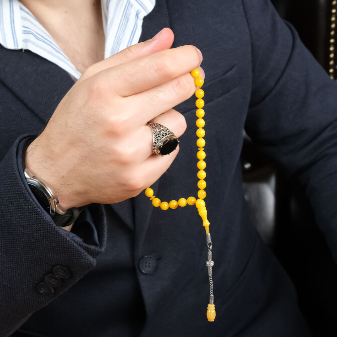 Eşsiz Renk Tonuyla Ata Yadigarı Osmanlı Kehribar Tesbih - Tesbihcibaba