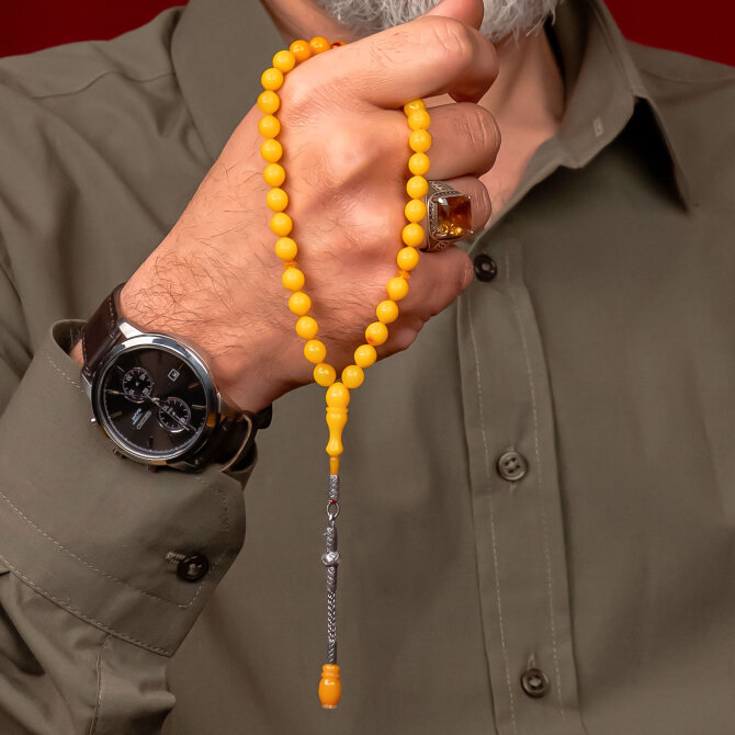 Eşsiz Renk Tonuyla Ata Yadigarı Osmanlı Kehribar Tesbih - Tesbihcibaba