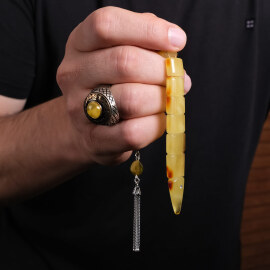 Eşsiz Ürün Baba Atölye İşçilik Balık Damla Kehribar Tesbih - 3