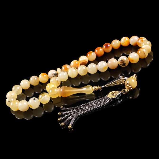 Eşsiz Ürün-Sertifikalı Antique Amber Prayer Beads