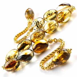 Eşsiz Yapısıyla İri Boy Zaza Damla Kehribar Tesbih - 1