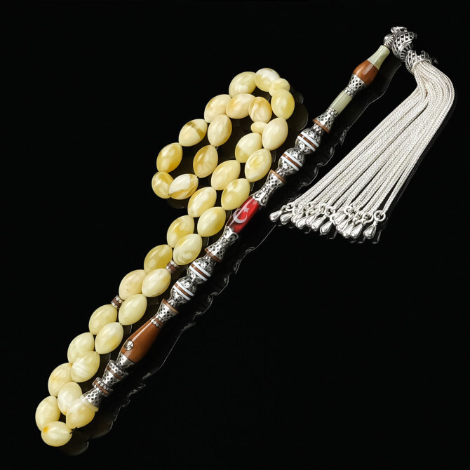 Nakkaş Yaver İmame Koleksiyonluk Damla Kehribar Tesbih - Tesbihcibaba