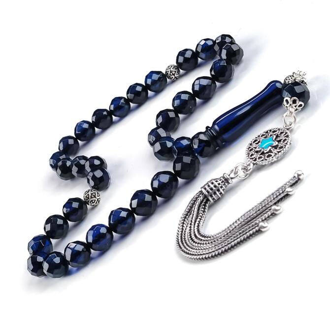 Faseta Kesim Sapphire Azure Safir Damla Kehribar Tesbih - Tesbihcibaba