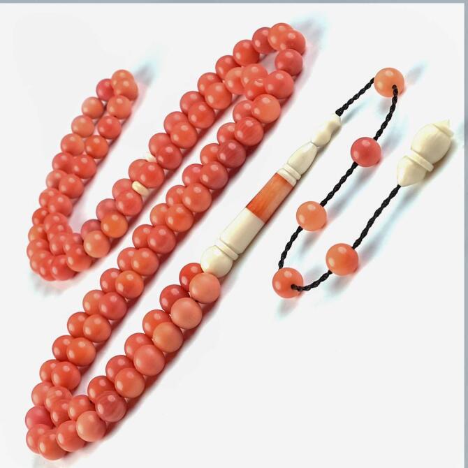 Fildişi İmamesiyle Mercan Namaz Tesbihi - Tesbihcibaba