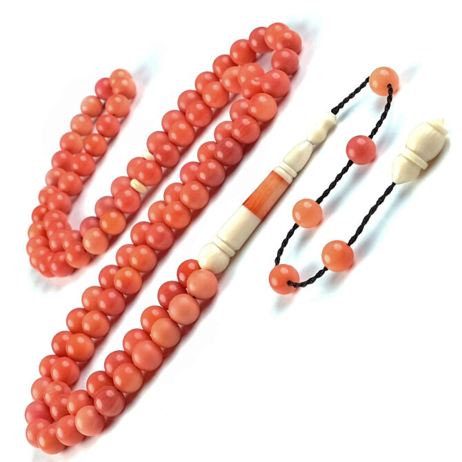 Fildişi İmamesiyle Mercan Namaz Tesbihi - Tesbihcibaba