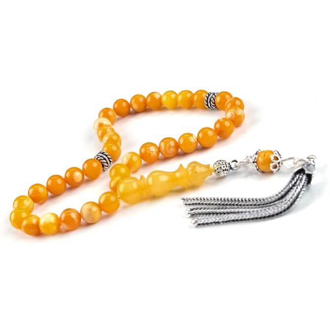 Finger Collection 3 Parmak Antik Damla Kehribar Tesbih - Tesbihcibaba