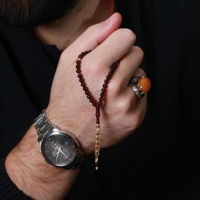 Finger Collection 3 Parmak Bal Damla Kehribar Tesbih - Tesbihcibaba
