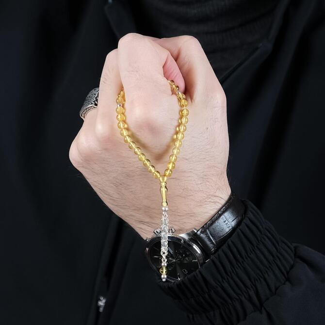 Finger Collection 3 Parmak Damla Kehribar Tesbih - Tesbihcibaba