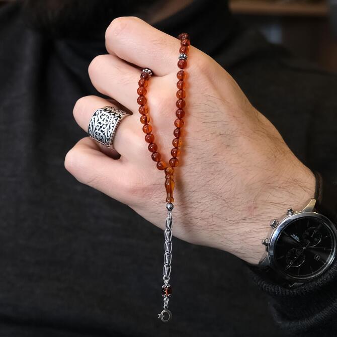 Finger Collection Bal Kestane Damla Kehribar Tesbih - Tesbihcibaba