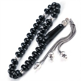 Finger Collection Gümüş Detay Erzurum Oltu Taşı Tesbih - Tesbihcibaba