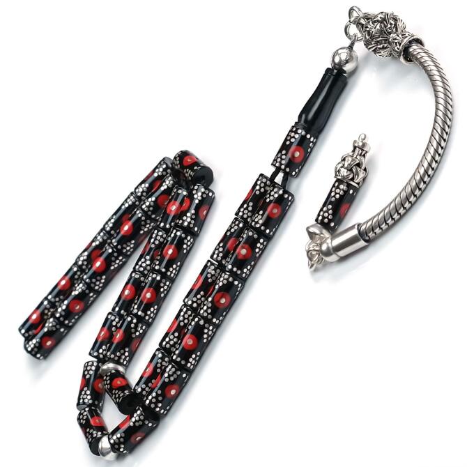 Finger Collection - Kırmızı Mineli Erzurum Oltu Taşı Tesbih - Tesbihcibaba