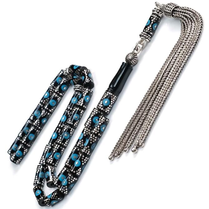 Finger Collection - Mavi Mineli Erzurum Oltu Taşı Tesbih - Tesbihcibaba