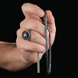 Finger Collection - Mavi Mineli Erzurum Oltu Taşı Tesbih - 2