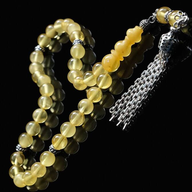 Finger Collection Mini Boy Lime Damla Kehribar Tesbih - Tesbihcibaba